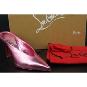Christian Louboutin Veryvee Metallic Pink Backless Slide Mule Sandal SZ 36.5 NIB